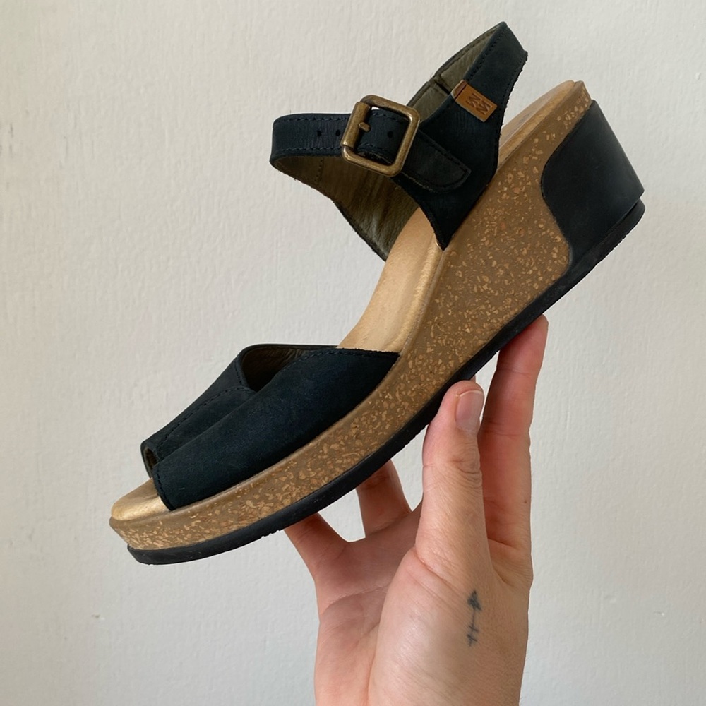 Leather and Cork Platform Sandals